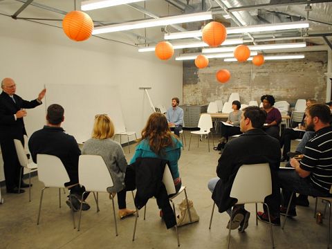 Lead Mentor Mike Eckert leads entrepreneurs in a session during Propeller’s 2014-2015 pilot water accelerator program.