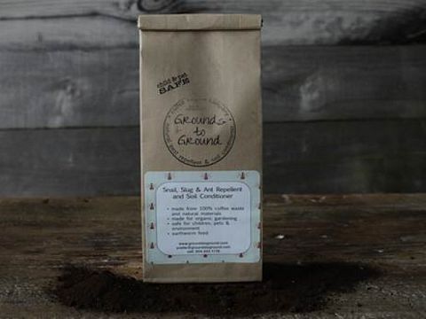 A bag of Grounds to Ground's signature blend of spices and coffee grounds.