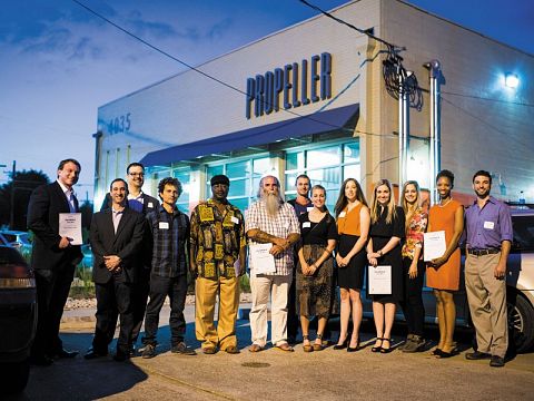 PitchNOLA 2014: Living Well Semi-finalists gather in front of Propeller's co-working office in Broadmoor.