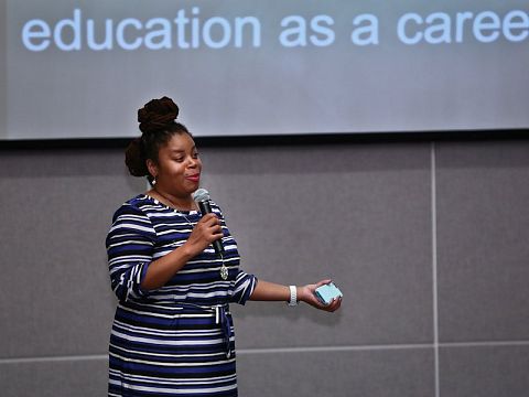 Co-founder Kristyna Jones presented Brothers Empowered to Teach, which took home first place and $5,000 to empower black men to choose education as a career.
